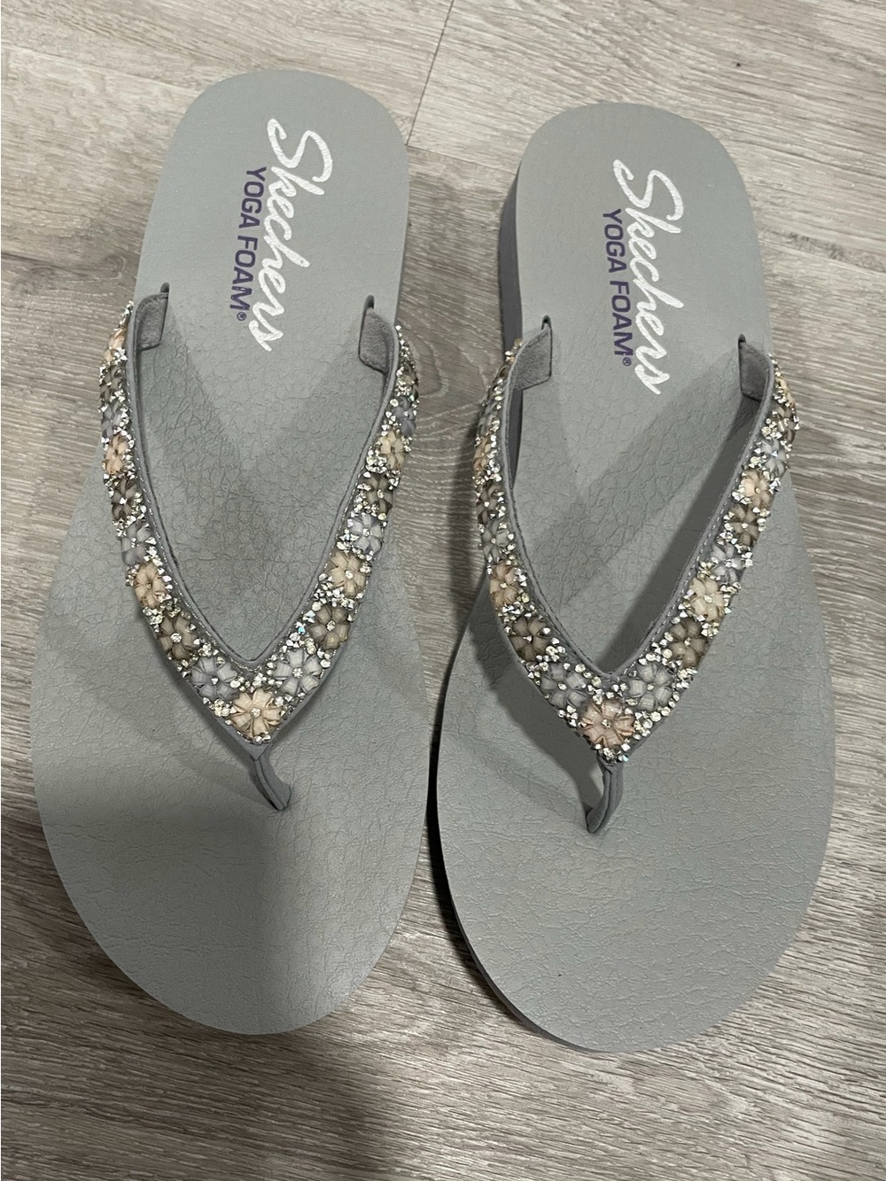Skechers Gray Beaded Sandals